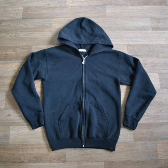 Native Salmon Tribal Art Zip-up Black Sweatshirt Pisces Size Small - Picture 2 of 5